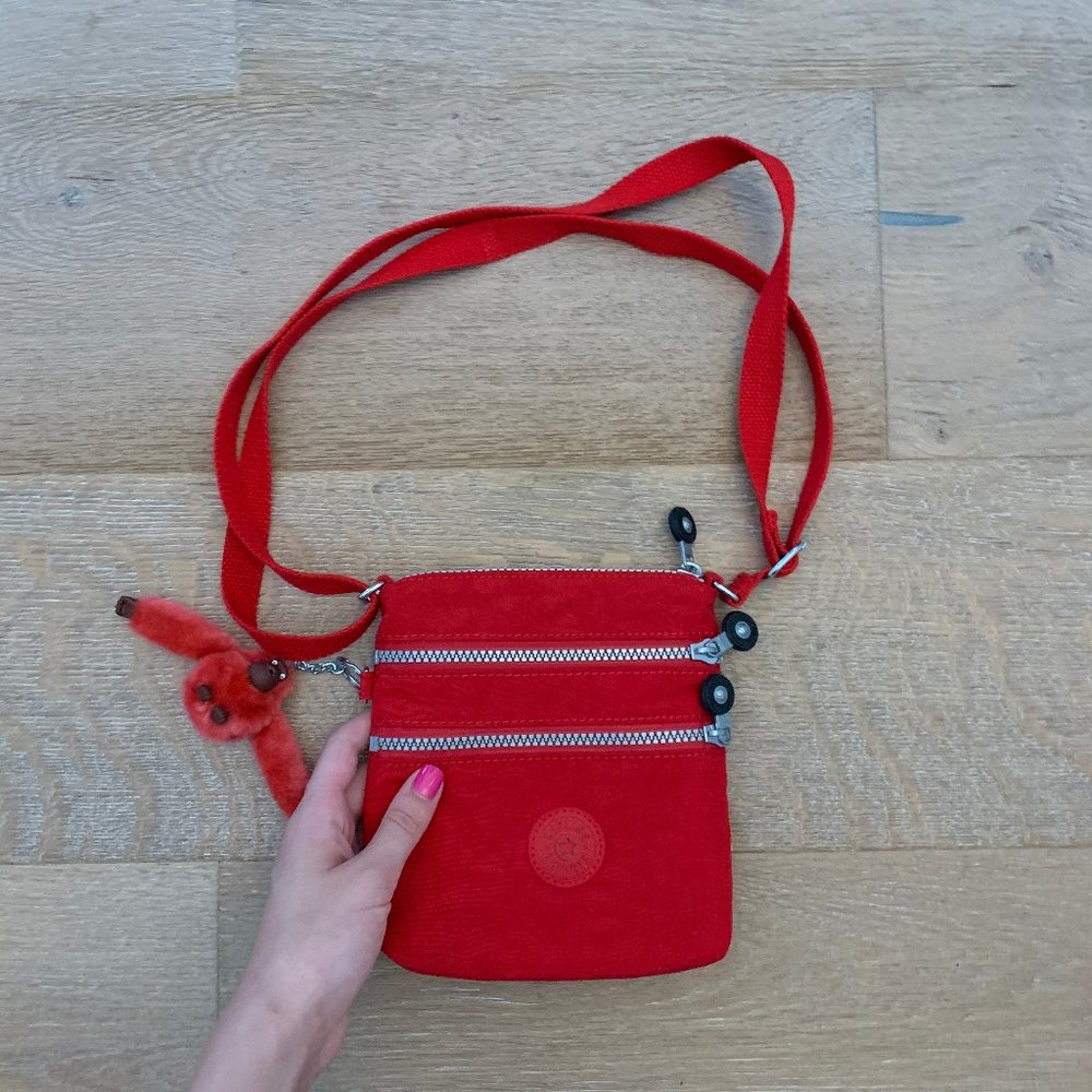 NWOT Kipling Compact Double Zip Crossbody Red
